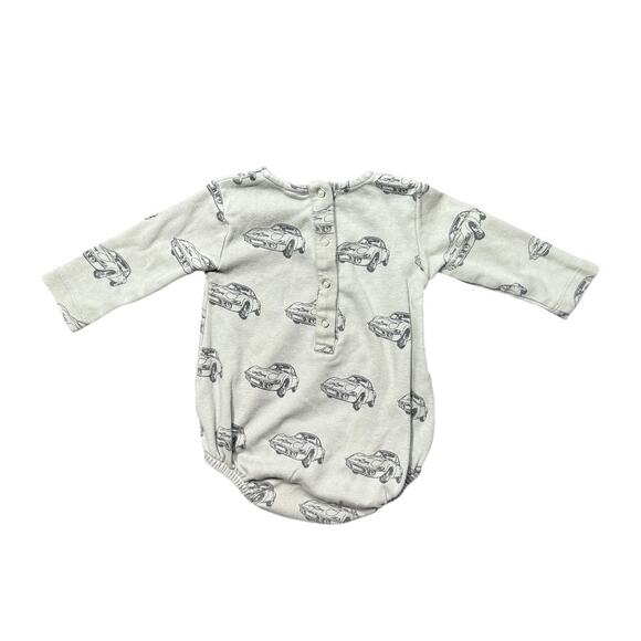 Kate Quinn Green and Navy Long Sleeve Car Print Bodysuit - Size 6-12m - Picture 2 of 3